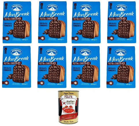 Italian Gourmet E.R. Brot & Backwaren Monviso monbreak cioccolato fondente dunkle Schokolade 8x180gr+ Italian Gourmet polpa 400g 8032804040014