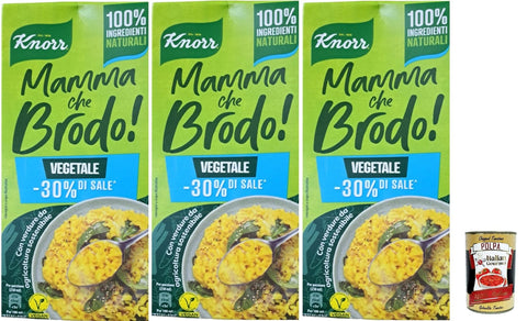 Italian Gourmet E.R. Brühe & Fond 3x Knor Mamma che Brodo! Vegetale Gemüse -30% au Salz 1Lt +Italian gourmet polpa 400g 8720182761958