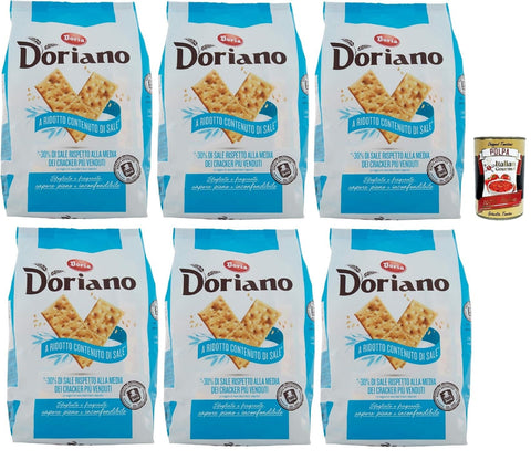 Italian Gourmet E.R. Chips Doria Doriano Crackers a basso contenuto di sale, ohne Salzkörner Salzgebäck gesalzen kekse, 6x 700 g + Italian Gourmet polpa 400g 8032804040014