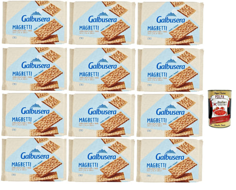 Italian Gourmet E.R. Chips Galbusera Magretti cracker con 1,5% di grassi con Farina di Tipo 2, Cracker mit 1,5% Fett mit Typ 2 Mehl, 12x 380g + Italian Gourmet polpa 400g 8032804040014