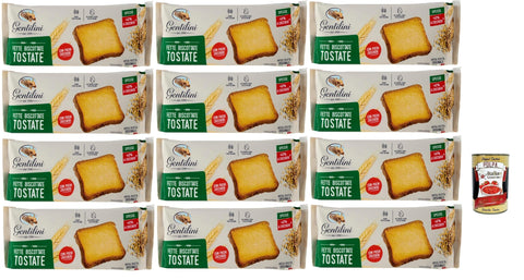 Italian Gourmet E.R. Chips Gentilini Fette Biscottate Tostate dicke geröstete Zwieback Brot Backwaren mit weniger Zucker 100% Italienisches Produkt 12x 175g + Italian Gourmet polpa 400g 8032804040014