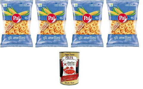 Italian Gourmet E.R. Chips Pai Gli Anellini Gusto Pizza Cotti al forno gebackene 4x125gr + Italian Gourmet polpa 400g 8032804040014