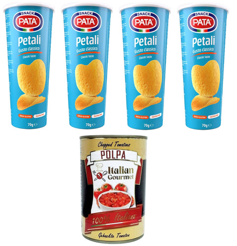 Italian Gourmet E.R. Chips Pata Petali gusto classico Blütenblätter mit klassischem Geschmack 4x 70gr + Italian Gourmet polpa 400g 8032804040014