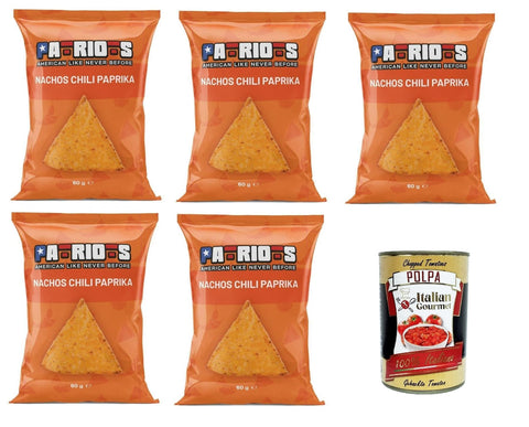 Italian Gourmet E.R. Chips Patriots Nachos Chili Paprika, Paprika-Nachos 5x60gr + Italian Gourmet polpa 400g 8032804040014