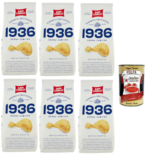 Italian Gourmet E.R. Chips San Carlo 1936 Patatine Antica Ricetta Arricciate e Croccanti Rinomata Rosticceria - Senza Glutine, Kartoffel Chips, altes Rezept, gluten frei, 6x 150g + Italian Gourmet polpa 400g 8032804040014