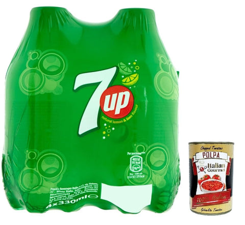 Italian Gourmet E.R. Cola 7UP, soft drink lemonade, Limonade mit Zitronen- und Limettengeschmack in Flaschen aus 100 Prozent recyceltem Material, EINWEG (6 x 1.5 l) + italian Gourmet polpa 400g 8032804040014