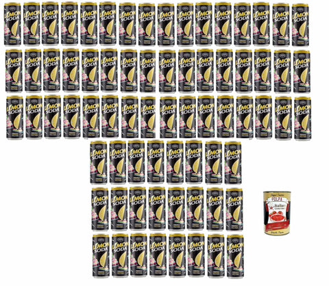 Italian Gourmet E.R. Cola & Limonade Lemon Soda Lemonsoda Dosen, italienisch trinken, lemonade soft drink, aus italienischen Zitronen, 72x 330ml mit Fruchtfleisch + Italian Gourmet polpa 400g 8032804040014