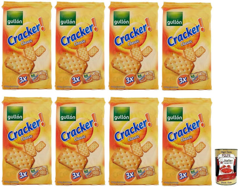 Italian Gourmet E.R. Crackers 8x Gullón Cracker Classic,Salziger Kekse,Snacks,Packung mit 300g, jede Packung enthält 3 Päckchen à 100g + Italian Gourmet Polpa di Pomodoro 400g Dose 8410376037319