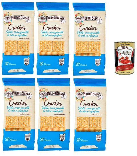 Italian Gourmet E.R. Crackers Mulino Bianco Barilla Crackers Cracker non salati mit reduziertem Salzgehalt 6x 500g herzhafter Snack kekse aus Italien + Italian gourmet polpa 400g 8032804040014