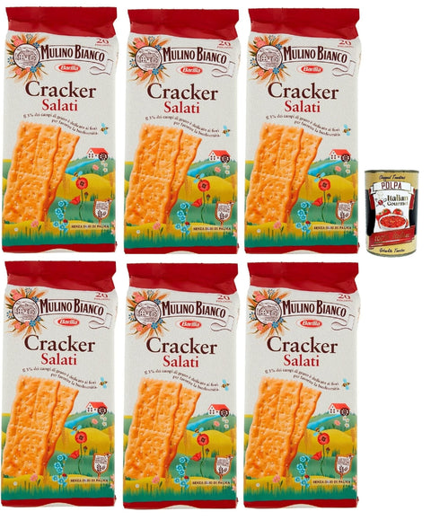 Italian Gourmet E.R. Crackers Mulino Bianco Cracker Salati herzhafter Salzcracker mit nachhaltigem Mehl 6x 500g + Italian goumet polpa 400g 8032804040014