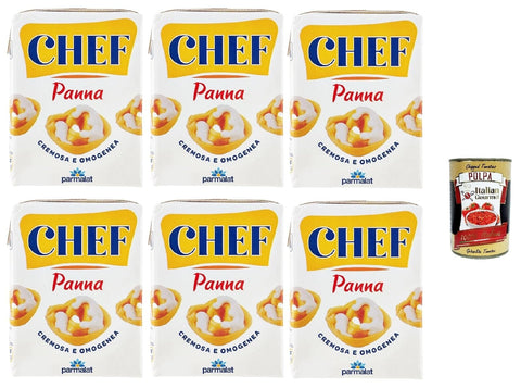 Italian Gourmet E.R. Crème Fraîche, Sauerrahm & Sahne Parmalat Chef Panna Kochsahne, 200 ml, 6er Pack, + Italian Gourmet polpa 400g