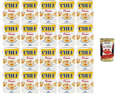 Italian Gourmet E.R. Crème Fraîche, Sauerrahm & Sahne Parmalat Panna Chef Kochsahne, 200 ml, 20er Pack,+ Italian Gourmet polpa 400g