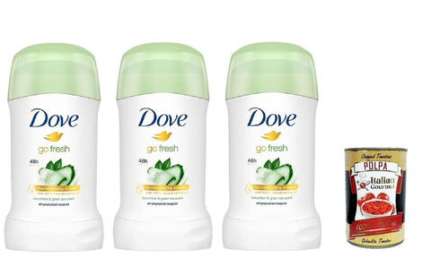 Italian Gourmet E.R. Deo Dove Deodorante Stick Gurken- und Grüntee mit Feuchtigkeitscreme,Deodorant 48h - Deo 3x 40ml + Italian Gourmet polpa 400g 8032804040014