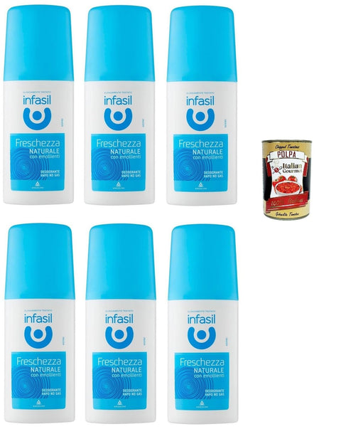 Italian Gourmet E.R. Deo Infasil natürliche Freschezza Deo Vapo ohne Gas, ohne Aluminiumsalze, Fleckenschutz, Deodorant 6x 70 ml + Italian Gourmet polpa 400g 8032804040014
