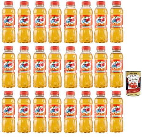 Italian Gourmet E.R. Eistee ESTATHE Eistee Pfirsich The' Pesca Einweg PET-Flasche 24x 400ml Tea The Erfrischungsgetränk, peach iced tea + Italian Gourmet polpa 400g 8032804040014