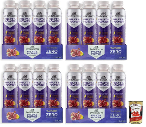 Italian Gourmet E.R. Energy Drinks 48x San Benedetto Fruit Power,Energiegetränk mit Apfel-, Granatapfel-, Mango- und Ananas Geschmack,Alkoholfreies Getränk,40cl Einweg-PET-Flasche + Italian Gourmet Polpa di Pomodoro 400g Dose 8001620023129