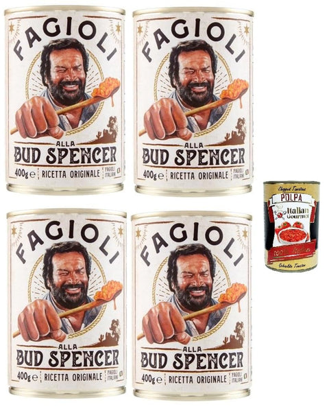 Italian Gourmet E.R. Erbsen & Bohnen Bud Power- Bud-Spencer-Bohnen fertig zum Probieren 4 x 400gr + Italian Gourmet polpa 400g