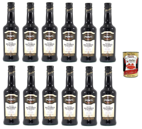 Italian Gourmet E.R. Essig Ponti Aceto Balsamico di Modena, 500 ml Flaschen, 12er Pack, + Italian Gourmet polpa 400g