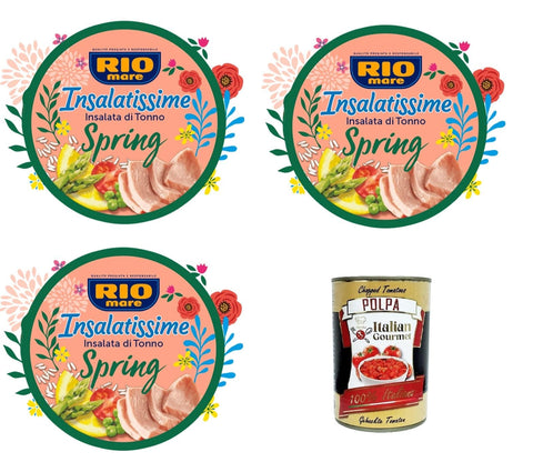 Italian Gourmet E.R. Fisch- & Meeresfrüchtesalate Rio Mare. Insalatissime Spring Thunfischsalat 3x 220gr+ Italian Gourmet polpa 400g 8032804040014
