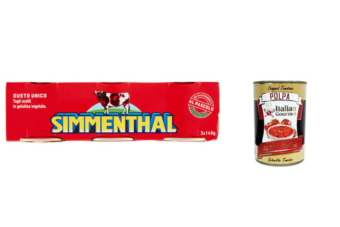 Italian Gourmet E.R. Fleisch, Geflügel & Wild 6x SIMMENTHAL carne in scatola, Rindfleisch in Aspik 3x 140g 100% Italienisch Fleisch Aspikfleisch + Italian Gourmet polpa 400g 8001070000053