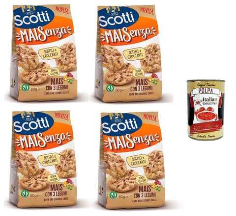 Italian Gourmet E.R. Flips Riso Scotti Mai Senza Mais mit drei Hülsenfrüchten 4x 60gr + Italian Gourmet polpa 400g 8032804040014