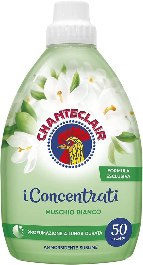 Italian Gourmet E.R. Flüssiger Weichspüler 3x CHANTECLAIR i Concentrati Ammorbidente Sublime Muschio Bianco weiße Moschus Weichspüler 1000ml lang anhaltender Duft 50 Wäschen Waschmittel 8015194522513