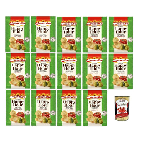 Italian Gourmet E.R. French Toast Panealba Happy Hour Pomodoro e Olive verdi 50gr, Crostini mit Tomaten und grünen Oliven 14x 50 g + Italian Gourmet polpa 400gr 8032804040014