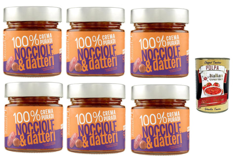 Italian Gourmet E.R. Fruchtaufstrich Eurocompany, Crema Spalmabile 100% Crema Pura Di Nocciole & datteri, Brotaufstrich creme 100% Haselnüsse und Daten, Nur zwei Zutat, 6x 175g + Italian Gourmet polpa 400g 8032804040014
