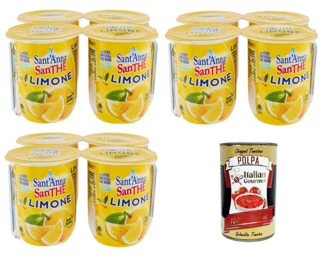 Italian Gourmet E.R. Früchtetee Sant’Anna SanThè Limone Zitronentee Mit echtem Aufguss von schwarzem Tee in Sant'anna-Wasser 12 x 200 ml+Italian Gourmet polpa 400g 8032804040014