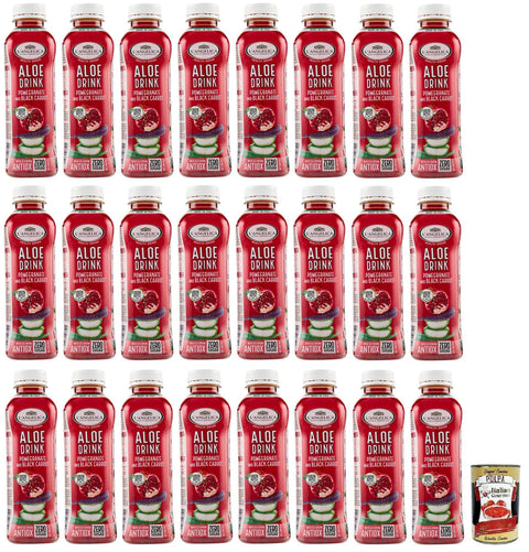 Italian Gourmet E.R. Fruchtsäfte 24x L' Angelica Health Drink Null Zucker Aloe Drink, Getränk auf Basis von Schwarze Karotte und Granatapfel,Einweg-PET-Flasche 500ml + Italian Gourmet Polpa di Pomodoro 400g Dose 8017331066201