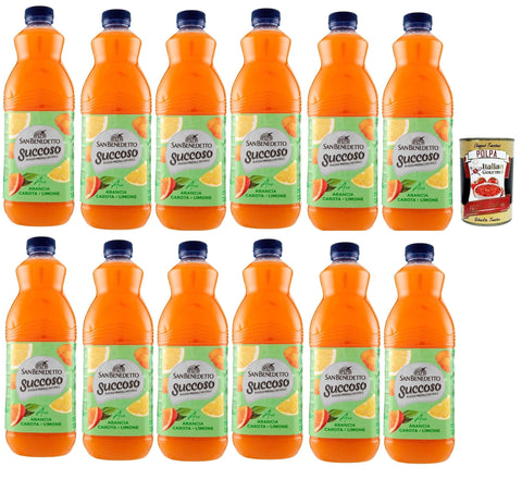 Italian Gourmet E.R. Fruchtsäfte San Benedetto Succoso Zero ACE (carota, arancia, limone) PET 12x 1,5Lt, PET Karotte, Orange, Zitrone Fruchtsaft saft, Carrot, orange, lemon juice + Italian Gourmet polpa 400g 8032804040014