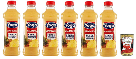 Italian Gourmet E.R. Fruchtsäfte Yoga Optimum Succo di Frutta all' Ananas Senza Zuccheri aggiunti, Ananas-Fruchtsaft ohne Zuckerzusatz,6x 1Lt + Italian Gourmet polpa 400g 8032804040014