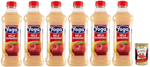 Italian Gourmet E.R. Fruchtsäfte Yoga Succo di frutta Mela Benana, Apfel und Banane Früchte Fruchtsaft Getränk Fruchtgeschmack PET flasche 6x 1000 ml fruit juice + Italian Gourmet polpa 400g 8032804040014