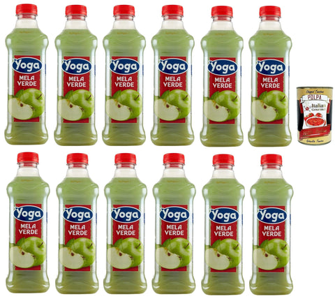 Italian Gourmet E.R. Fruchtsäfte Yoga Succo di frutta Mela Verde, grüner Apfel Früchte Fruchtsaft Getränk Fruchtgeschmack PET flasche 12x 1000 ml fruit juice + Italian Gourmet polpa 400g