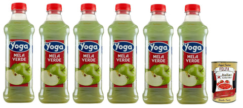 Italian Gourmet E.R. Fruchtsäfte Yoga Succo di frutta Mela Verde, grüner Apfel Früchte Fruchtsaft Getränk Fruchtgeschmack PET flasche 6x 1000 ml fruit juice + Italian Gourmet polpa 400g 8032804040014