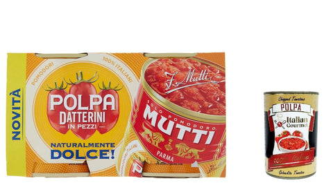 Italian Gourmet E.R. Gemüse 24x Mutti Polpa Datterini natürlich süß Tomaten ( 300gr x 2 ), Datterini Tomatenpulpe Tomaten sauce 100% Italienisch + Italian Gourmet polpa 400g 8032804040014