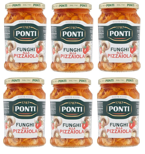 Italian Gourmet E.R. Gemüse 6x Ponti Funghi Prataioli alla Pizzaiola in Olio di Semi di Girasole Pizzaiola-Pilze in Sonnenblumenöl 280g Glas