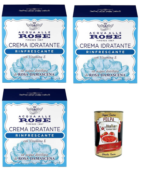 Italian Gourmet E.R. Gesicht Acqua alle Rose, Crema Viso Idratante Rinfrescante, mit destilliertem Wasser der Damast Rose, geeignet für normale oder gemischte Haut, 3x 50 ml + Italian Gourmet polpa 400g 8032804040014