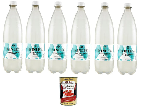 Italian Gourmet E.R. Getränke, Kaffee & Tee KINLEY Bitter Lemon Taste ZITRONEN-TONIC-WASSER 6x 1lt+ Italian Gourmet polpa 400g 8032804040014
