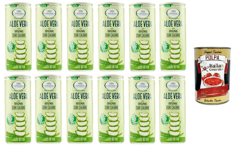 Italian Gourmet E.R. Getränke, Kaffee & Tee L'Angelica health drink aloe vera gusto original zero calorie detox Gesundheitsgetränk Aloe Vera Originalgeschmack Null Kalorien Detox 12x240 ml+ Italian Gourmet polpa 400g 8032804040014