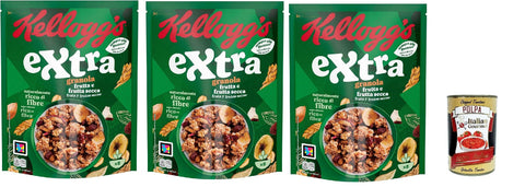 Italian Gourmet E.R. Haferflocken Cereali Extra "Frutti Secca" | Probieren Sie Getrocknete Früchte| breakfast Cereals, Müsli mit knusprigem Hafer | 3x 375g + Italian Gourmet polpa 400g 8032804040014