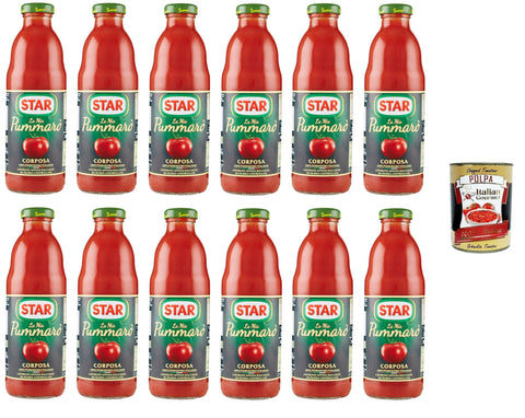 Italian Gourmet E.R. Heirloom-Tomaten Star la mia Passata di Pomodoro Pummarò Corposa mein vollmundiges Pummarò-Tomatenpüree 12x700gr + Italian Gourmet polpa 400g 8032804040014