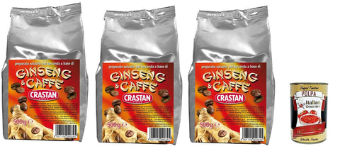 Italian Gourmet E.R. Instantkaffee Crastan Ginseng e caffe' solubile, ungesüßt Instant Ginseng & Kaffee Drink 3x 500g, Für automatische Maschinen + Italian Gourmet polpa 400g 8032804040014