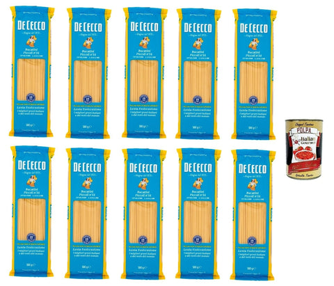 Italian Gourmet E.R. Internationale Nudeln De Cecco bucatini piccoli N°14 100% Italienisch Pasta Nudeln 10x 500g + Italian Gourmet Polpa 400g 8032804040014