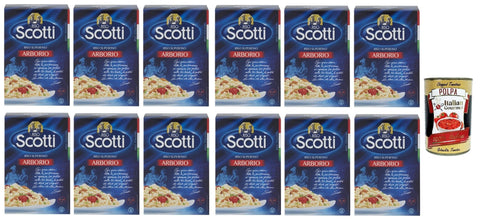 Italian Gourmet E.R. Internationale Nudeln Riso Scotti Riso Arborio, Italienischer Reis,Superfeine Reiskörner,Ideal für Risottos und Timbales, 12x 500g Vakuumverpackung + Italian Gourmet polpa 400g 8032804040014