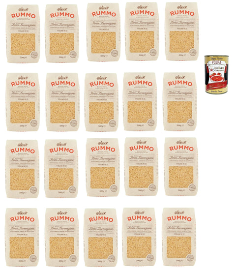 Italian Gourmet E.R. Internationale Nudeln Rummo Stelline N°22 Pasta Lenta Lavorazione Teigwaren aus Hartweizengrieß Bronze-Zeichnung 20x 500g + Italian Gourmet polpa 400g 8032804040014