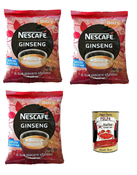Italian Gourmet E.R. Kaffee & Tee NESCAFÉ Ginseng Dolce, Löslich in Kaffeepulver und Ginseng für automatische Maschine, Ginseng dolce 3x 500g + Italian Gourmet Polpa di Pomodoro 400g Dose 8032804040014