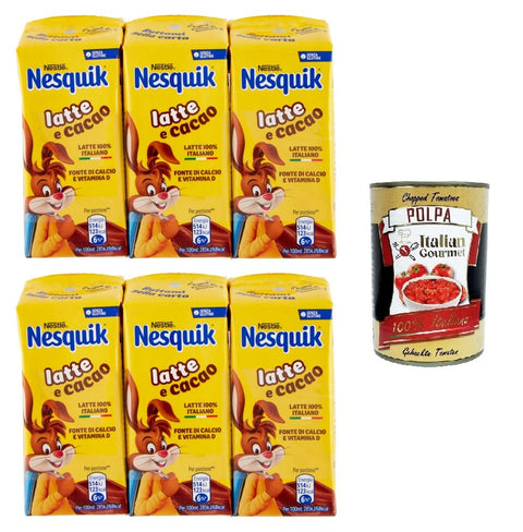 Italian Gourmet E.R. Kakao & Heiße Schokolade Nesquik Drink Latte e Cacao Milch und Kakao 6x 180ml+ Italian Gourmet polpa 400g 8032804040014