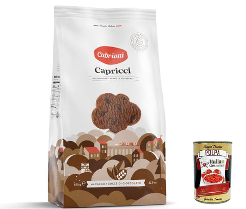 Italian Gourmet E.R. Kekse 6x Cabrioni Capricci con Cacao e Gocce di Cioccolato, Schokoladenkekse, kekse mit Kakao- und Schokoladenchips, cookie biscuits 650 gr + Italian gourmet polpa 400g 8000155707504