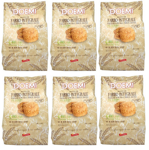 Italian Gourmet E.R. Kekse 6x Doemi Biscotti con Farro Integrale,Kekse mit stein gemahlenem Dinkel Vollkorn,Haferflocken und Olivenöl 450g Beutel + Italian Gourmet Polpa di Pomodoro 400g Dose 8001122004190